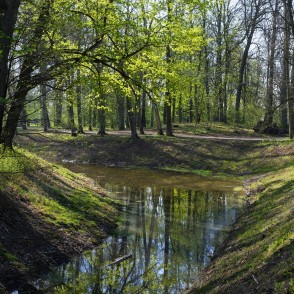 Elejas muižas parks un dīķis pavasarī Elejas muižas parks un dīķis pavasarī