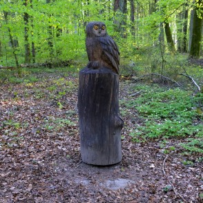 Pūces skulptūra Kalētu mežaparkā Pūces skulptūra Kalētu mežaparkā