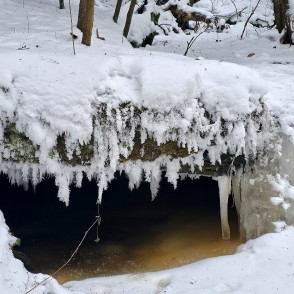 Aizsalusi Oļupītes ūdenskrituma niša ar lāstekām Aizsalusi Oļupītes ūdenskrituma niša ar lāstekām