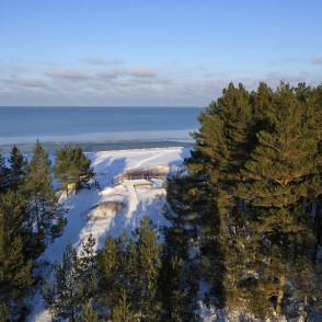 Skats no Kolkasraga skatu torņa ziemā Skats no Kolkasraga skatu torņa ziemā