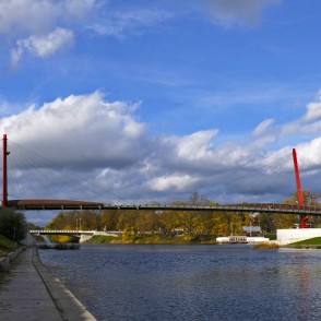 Skats uz Mītavas un Driksas tiltu Skats uz Mītavas un Driksas tiltu