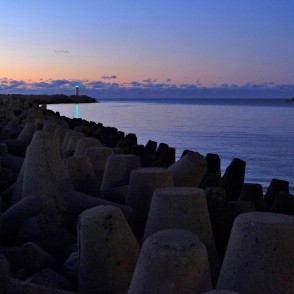Ventspils Southern Pier and Venta River mouth at twilight Ventspils Southern Pier and Venta River mouth at twilight