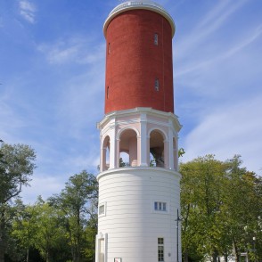 Kemeri water tower in a park with clear view of architectural details Kemeri water tower in a park with clear view of architectural details