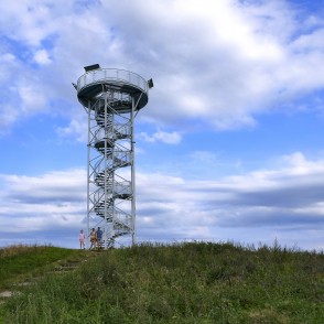 Siberia Observation Tower with Visitors at the Top Siberia Observation Tower with Visitors at the Top