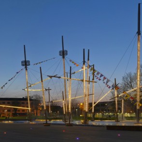 Ventspils Lielā laukuma strūklakas panorāma Ventspils Lielā laukuma strūklakas panorāma