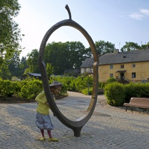 Sculpture "Acorn" On The Promenade Of Kandava Old Town Sculpture "Acorn" On The Promenade Of Kandava Old Town