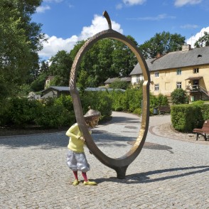 Sculpture "Acorn" On The Promenade Of Kandava Old Town Sculpture "Acorn" On The Promenade Of Kandava Old Town