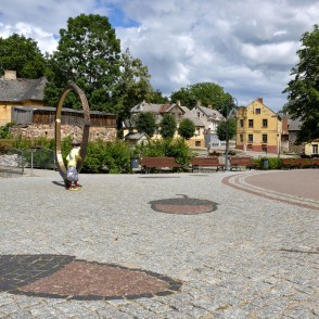 Sculpture "Acorn" On The Promenade Of Kandava Old Town Sculpture "Acorn" On The Promenade Of Kandava Old Town
