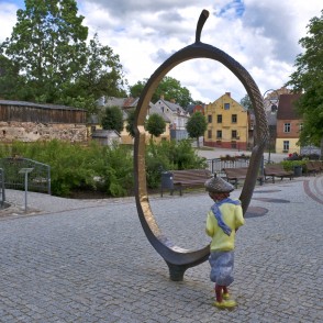 Sculpture "Acorn" On The Promenade Of Kandava Old Town Sculpture "Acorn" On The Promenade Of Kandava Old Town