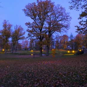 Gulbenes pils parks naktī Gulbenes pils parks naktī