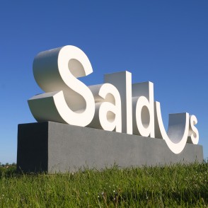 Saldus pilsētas zīme Biļļu kalnā Saldus pilsētas zīme Biļļu kalnā