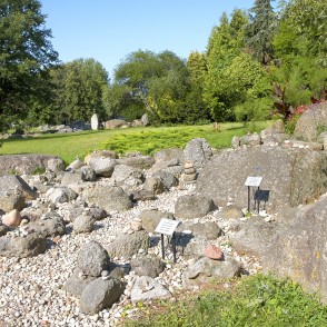 Collection of stones in a decorative garden area Collection of stones in a decorative garden area