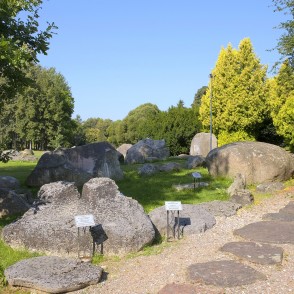 Boulder exhibition with stone path in Vaclovas Intas stone park Boulder exhibition with stone path in Vaclovas Intas stone park